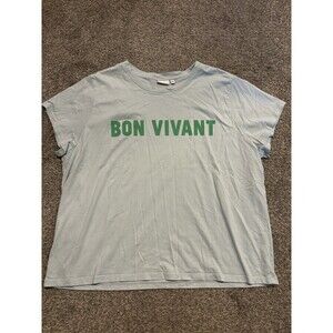 Clare V. Bon Vivant Classic Tee Shirt in Blue Green Size XXL